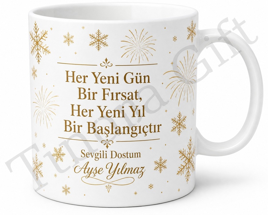 Yeni Yıl Hediyesi İsme Özel Baskılı Kupa Bardak Yılbaşı Hediyesi