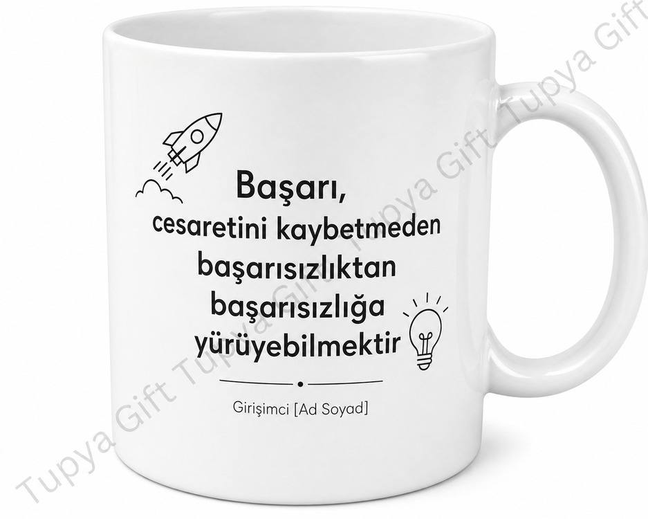 Girişimciye Hediye Motivasyon Yazılı Baskılı Kupa Bardak Özel Tasarım