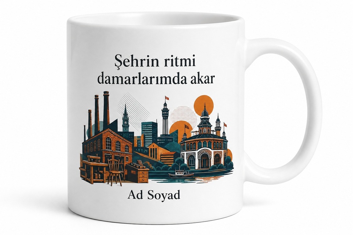 İzmir Karabağlar Uzundere Fuarı Mobilya Sanayi Şehrin Ritmi Kahve Kupası Hediye