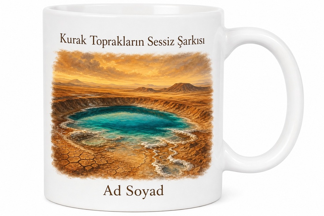 Konya Karapınar Meke Gölü Acıgöl Düden Gölleri Çöl Manzarası Kupa Hediye Bardak
