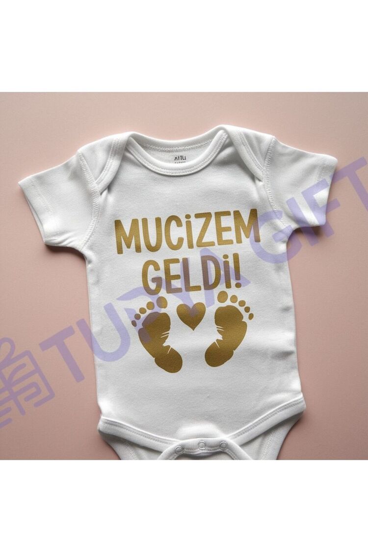 Kişiye Özel Bebek Zıbını - Mucizem Geldi Tasarımı