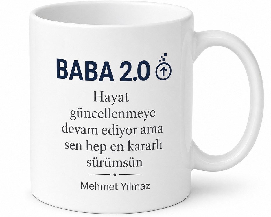 Baba 2.0 Yazılı Yenilenmiş Baba Kupa Bardak Babalar Günü Hediyesi