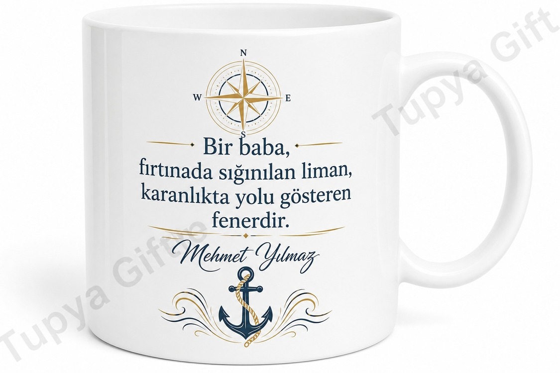 Baba İçin Mesajlı Hediyelik Baskılı Kupa Bardak Babalar Günü Hediyesi
