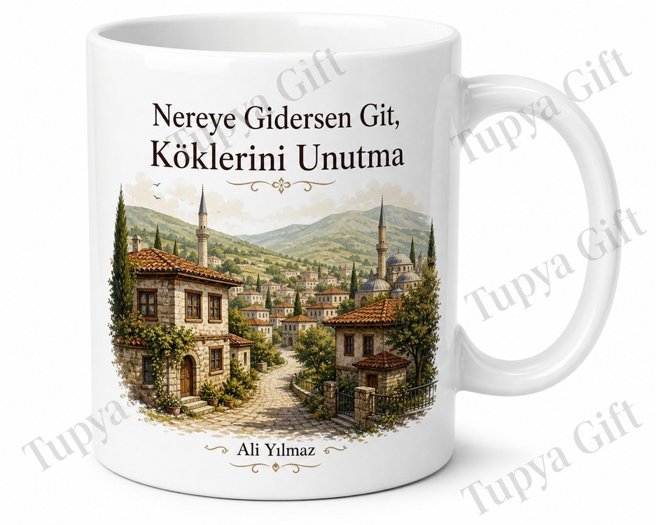 Memleketini Özleyene Hediye Baskılı Kupa Bardak Memleket Özlemi Porselen Mug