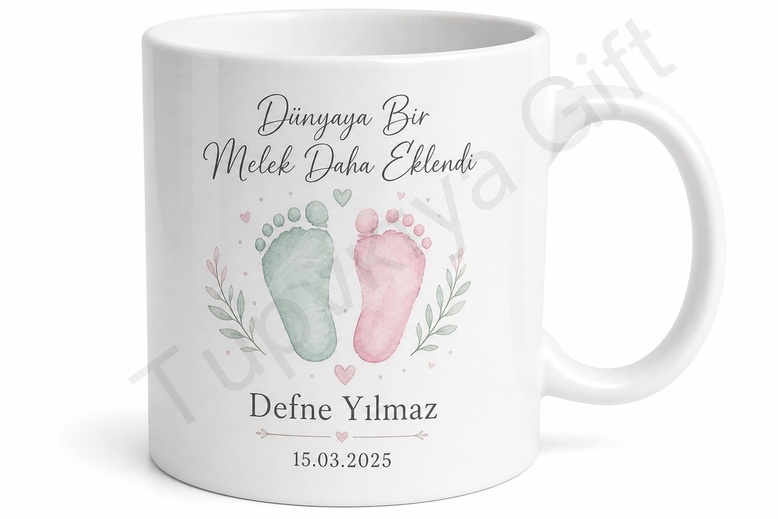 Bebek Doğum Hediyesi Kişiye Özel Baskılı Kupa Bardak Yeni Doğan Hatıra