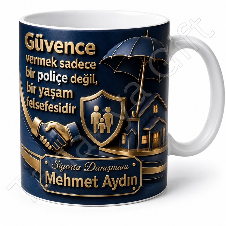 Sigortacıya Hediye İsimli Özel Baskılı Kupa Bardak Sigorta Eksperi Hediye