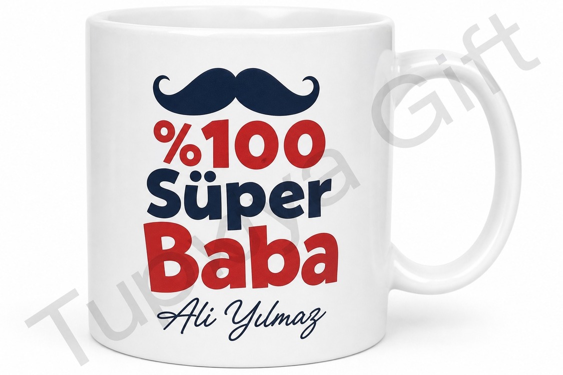 Yüzde Yüz Süper Baba Yazılı Kupa Bardak Babalar Günü Hediyesi