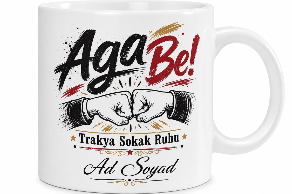 Aga Be Yazılı Trakya Sokak Ruhu Eğlenceli Arkadaş Kahve Kupası Hediye