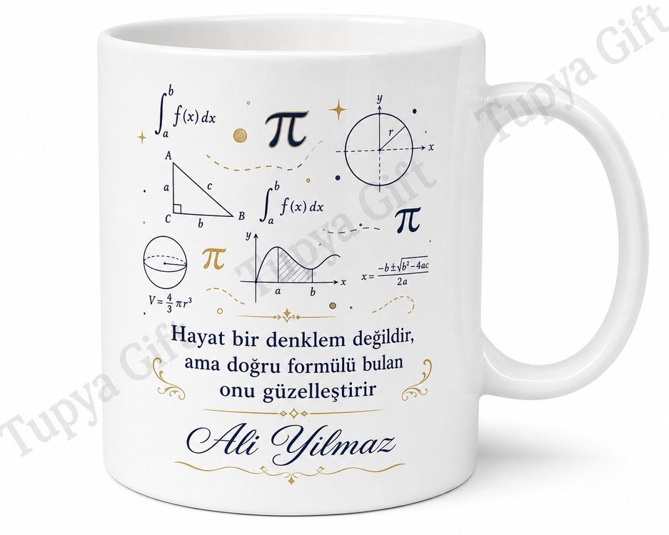 Matematikçiye Hediye Kişiye Özel Baskılı Kupa Bardak Matematik Hediyesi