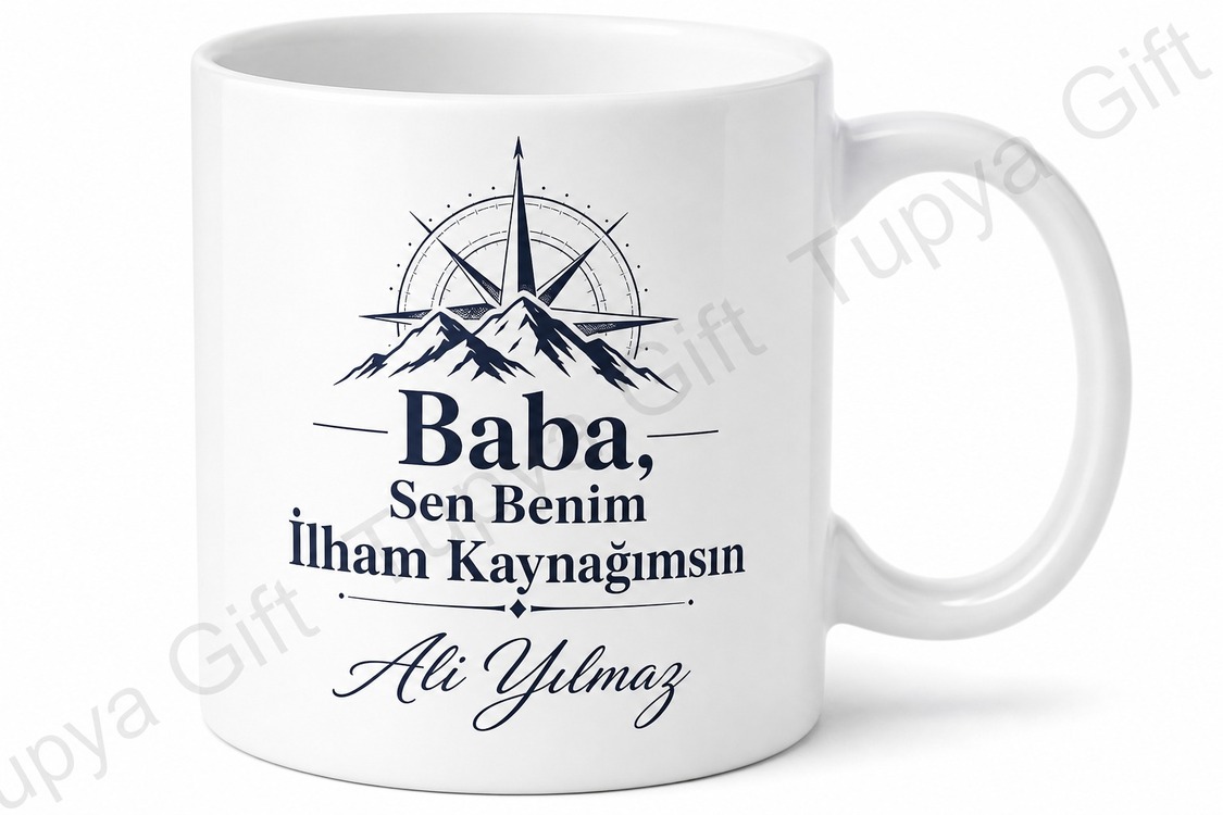 Baba İlham Kaynağımsın Yazılı Kupa Bardak Babalar Günü Hediyesi