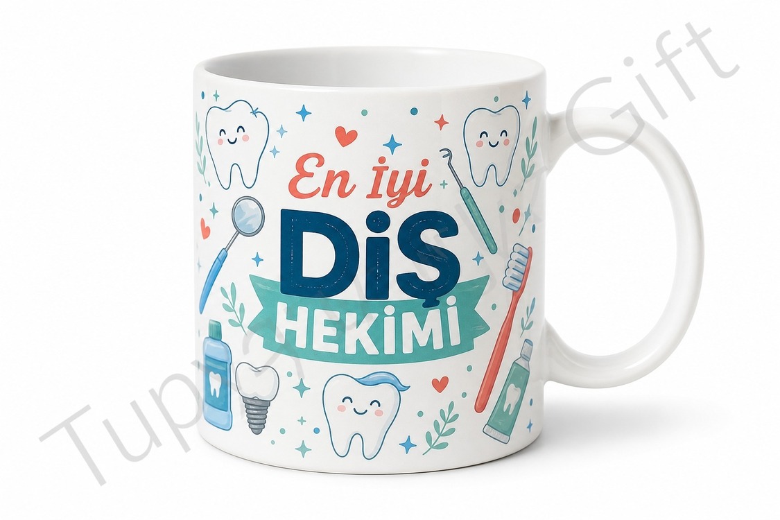 Diş Hekimine Hediye Meslek Baskılı Kişiye Özel Seramik Kupa Bardak