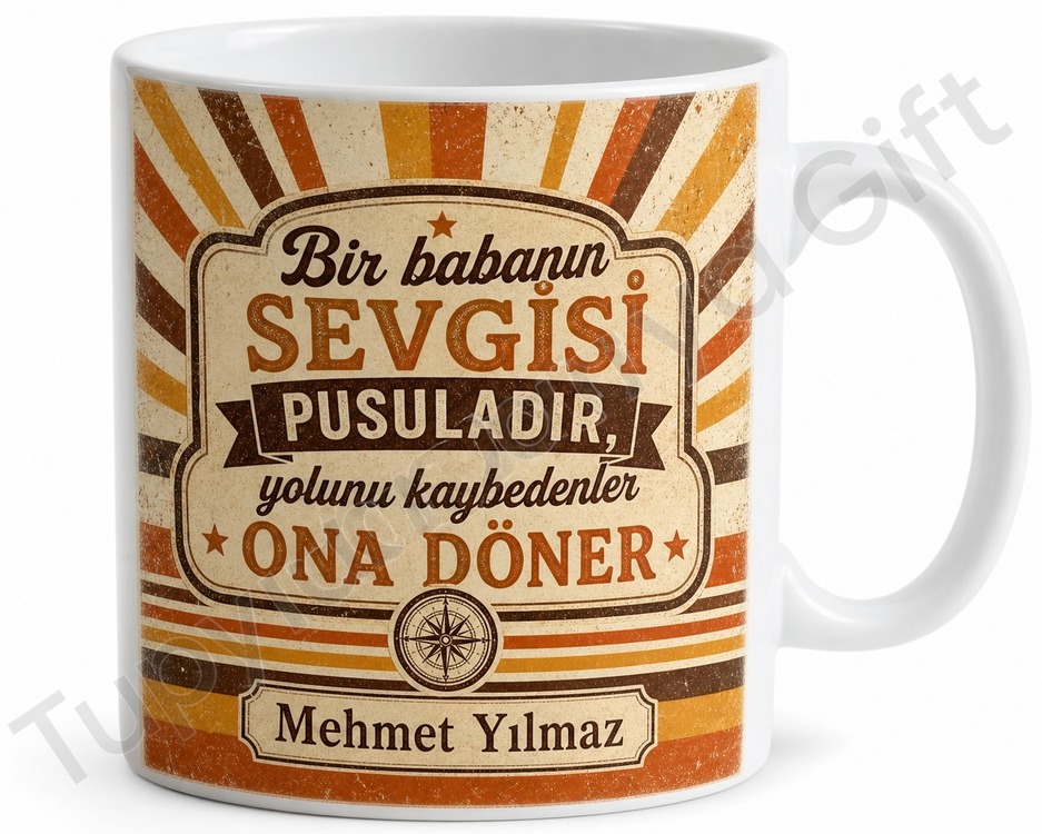 Retro Baba Yazılı Nostaljik Tasarım Kupa Bardak Babalar Günü Hediye