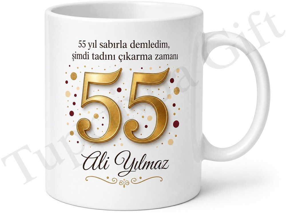 Emeklilik Ve Yaş Hediyesi 55 Yaş Doğum Günü Kupa Bardak Özel Tasarım