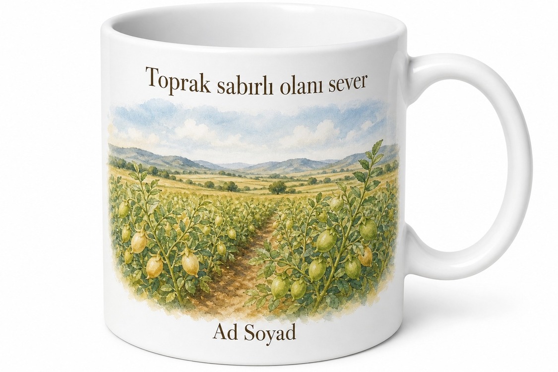 Nohut Tarlası Temalı Baskılı Kupa Bardak Doğa Hediye Porselen Mug