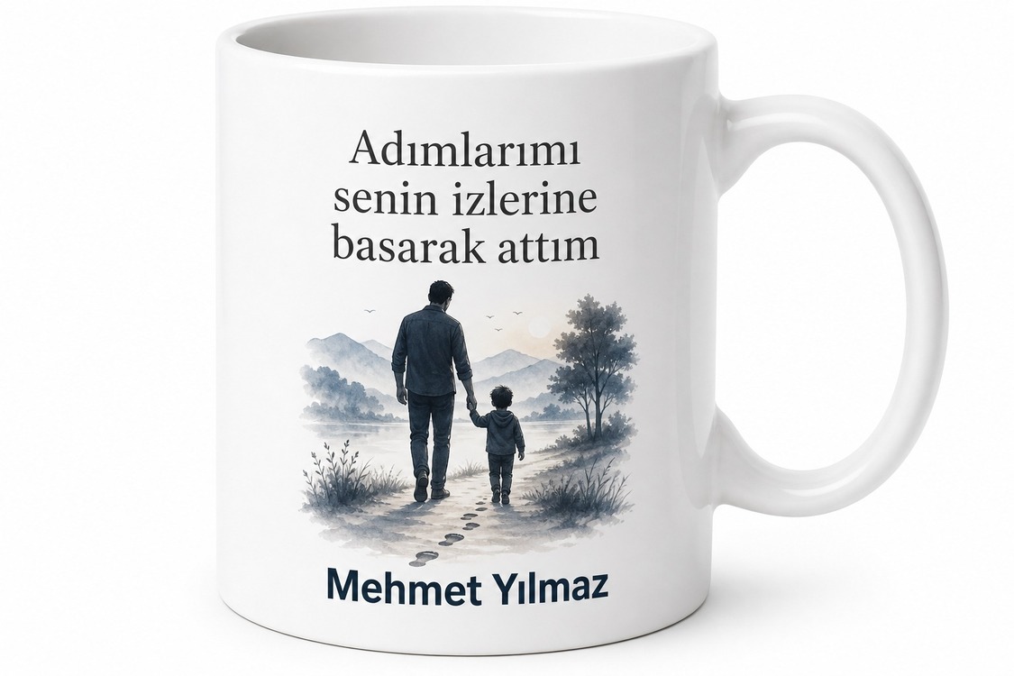 Babamın İzinde Yazılı Özel Kupa Bardak Babalar Günü Hediyesi