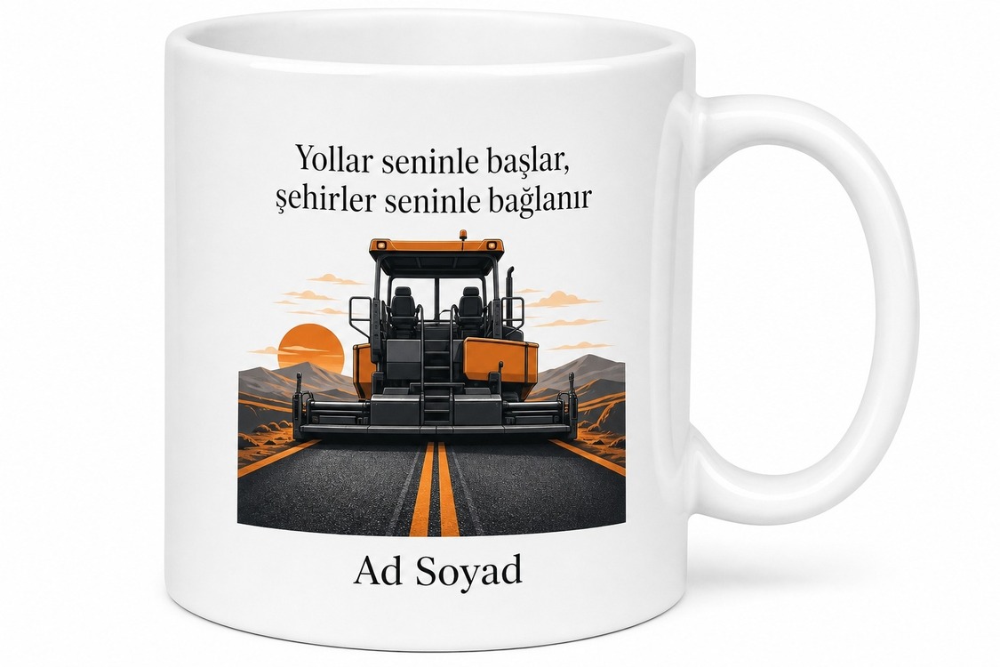 Asfalt Döküm Makinesi Operatörü Yolları Yenileyen Çay Kupası Hediye Bardak