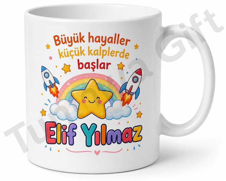 Çocuklara Özel İsimli Baskılı Kupa Bardak Kişiye Özel Hediye