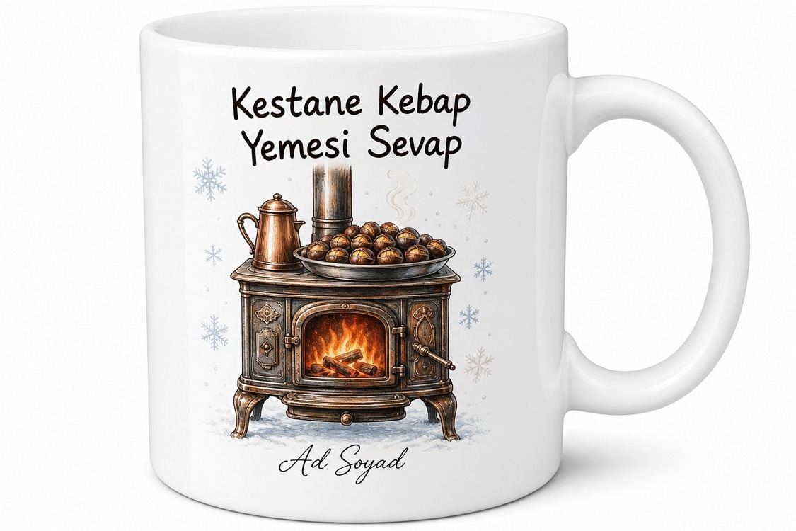 Kestane Kebap Yemesi Sevap Diyenlere Sobalı Ev Hatırası Kış Geceleri Kupa Bardak Hediye