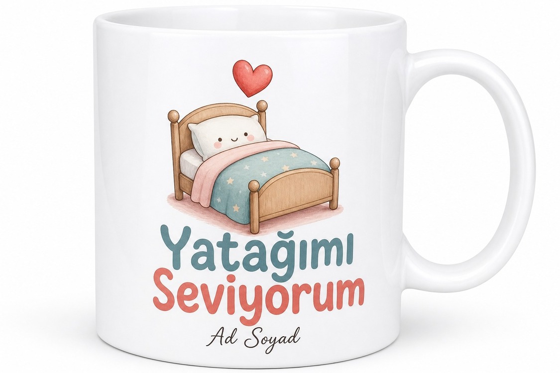 Yatağımı Seviyorum Yazılı Kupa Bardak Hediye