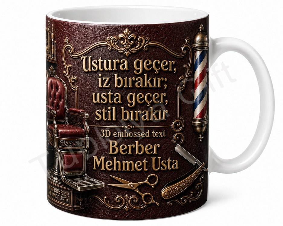 Berber Koltuğu Temalı İsme Özel Baskılı Kupa Bardak Berbere Hediye