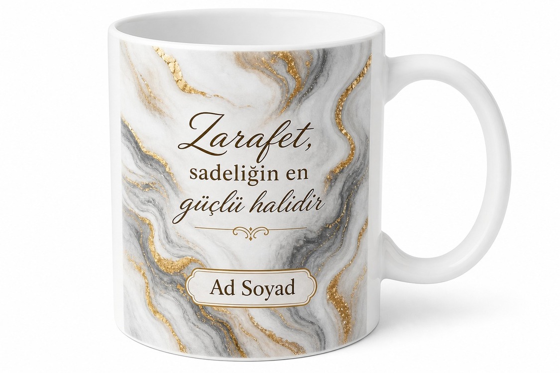 Mermer Desenli Lüks Kupa Bardak Özel Tasarım Porselen Hediye Mug