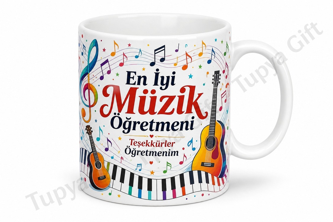 Müzik Öğretmenine Hediye Kişiye Özel Baskılı Kupa Bardak Müzik Hocasına Hediye