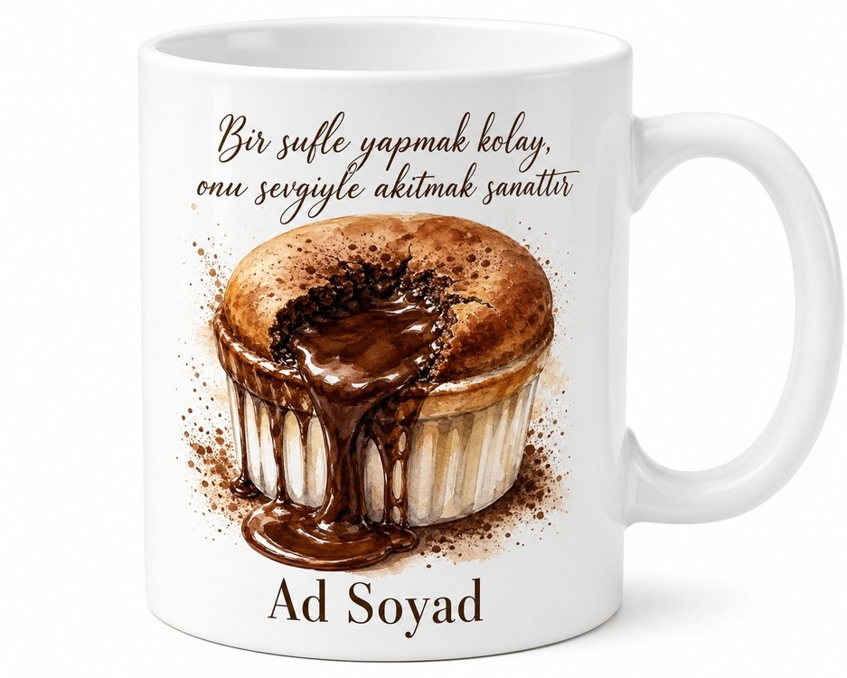 Sufle Yapan Annelere Çikolata Şelalesi Akışkan Sufle Kupa Bardak Hediye