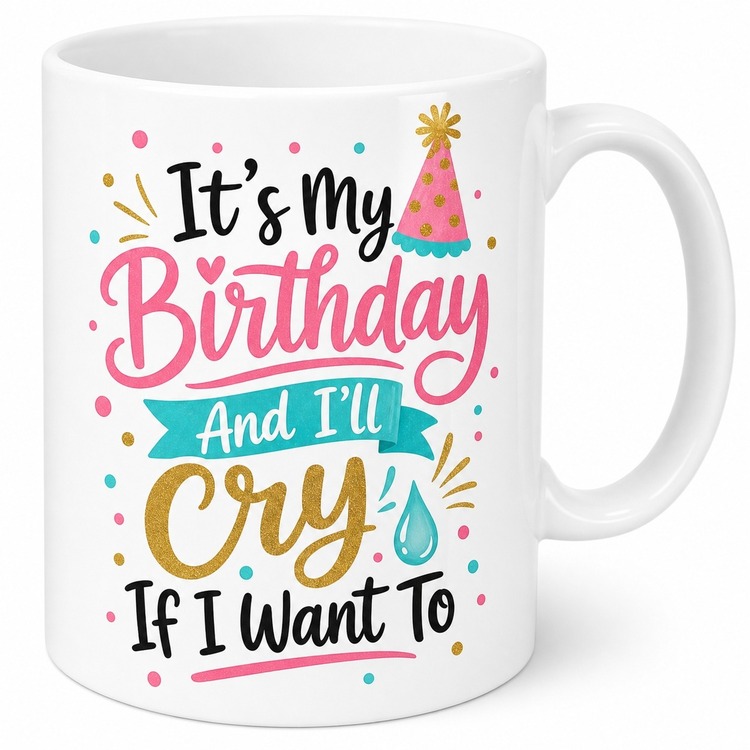 Its My Birthday And Ill Cry If I Want To Yazılı Esprili Doğum Günü Hediye Kupa Bardak