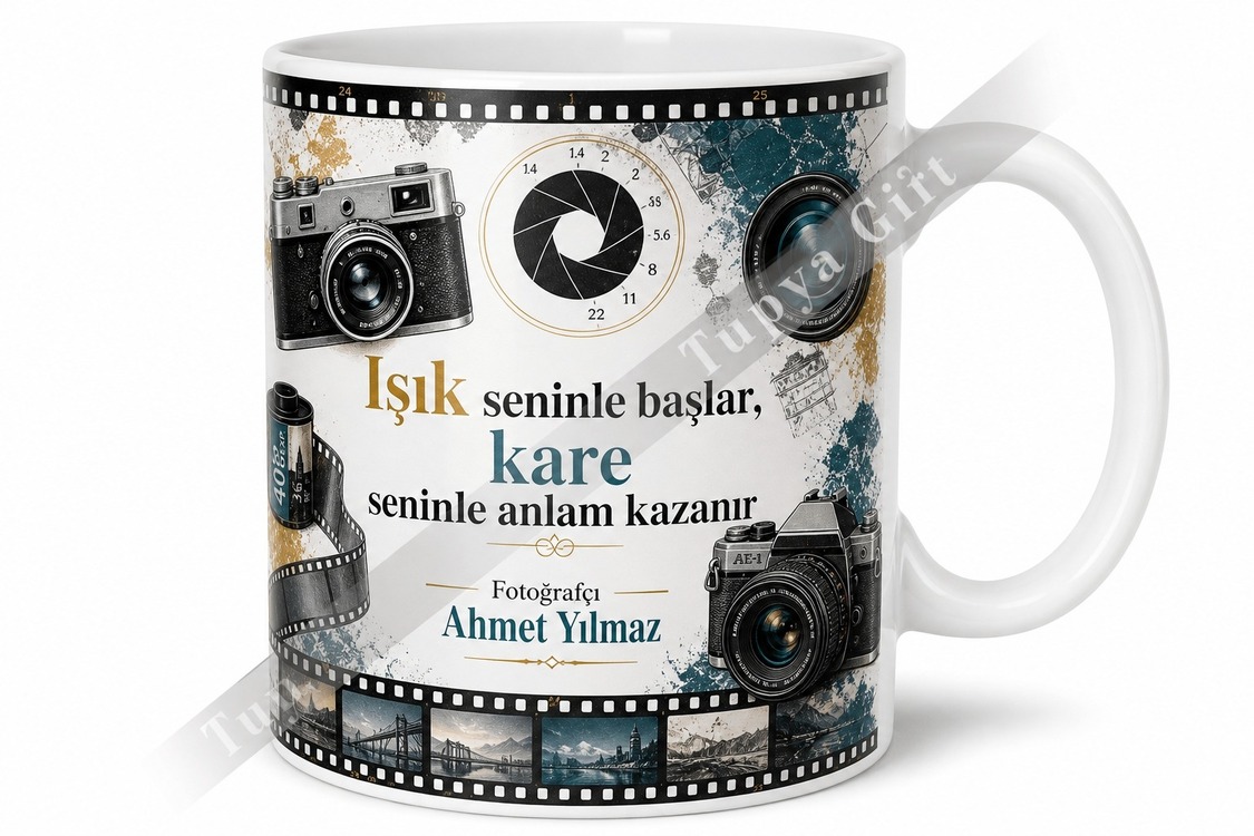Fotoğrafçıya Hediye İsme Özel Baskılı Kupa Bardak Fotoğrafçı Hediyesi