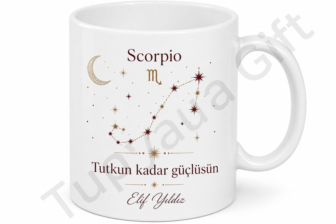 Burç Temalı Kişiye Özel Baskılı Kupa Bardak Astroloji Hediye