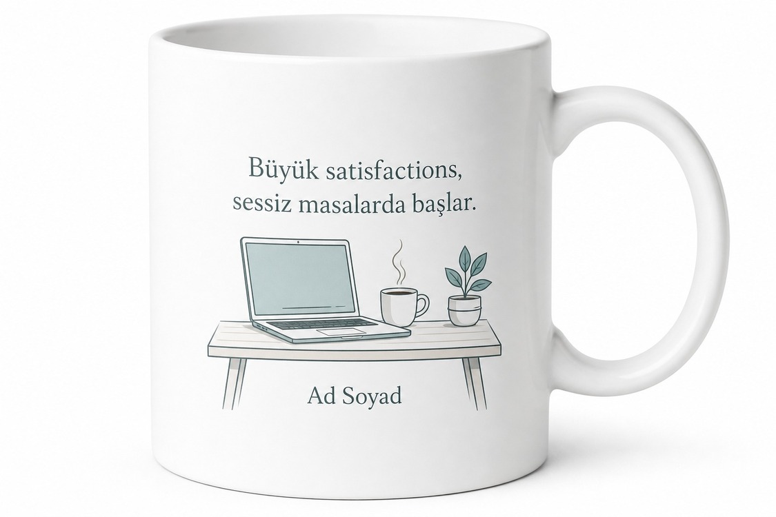 Kişiye Özel Evden Çalışma Temalı Baskılı Kupa Bardak Hediye