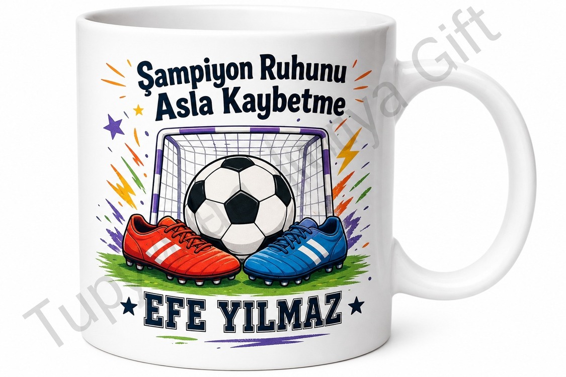 Futbol Temalı Çocuk Hediyesi Kişiye Özel Baskılı Kupa Bardak