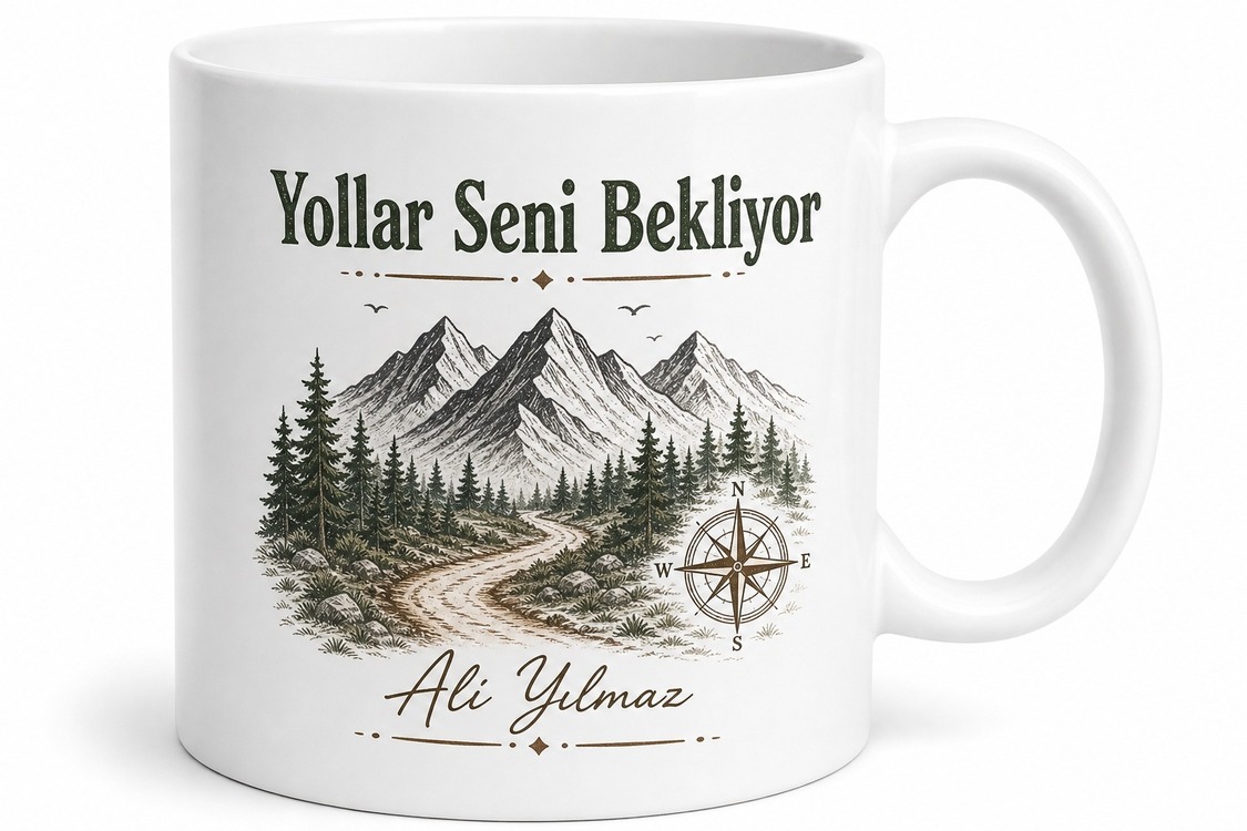 Adventure Awaits Baskılı Macera Bekliyor Kupa Bardak Hediye