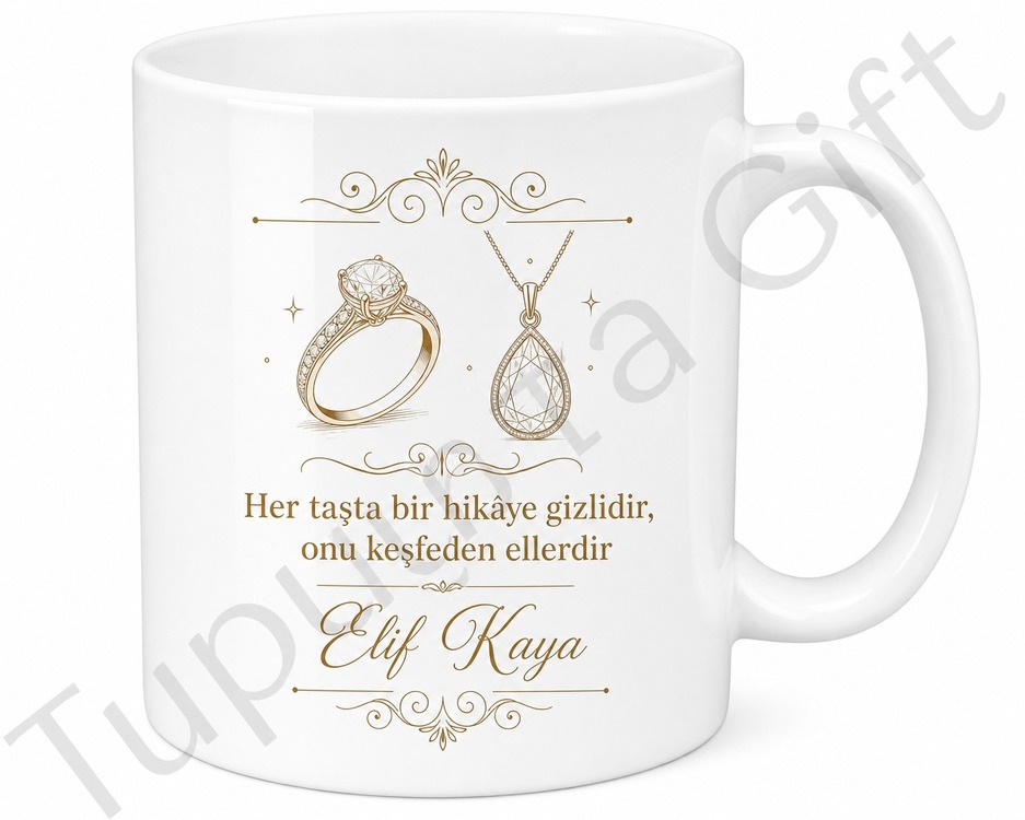 Takı Tasarımcısına Hediye Kişiye Özel Baskılı Kupa Bardak Takı Tasarım