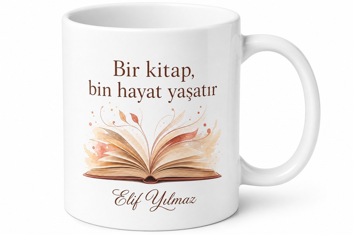 Kitap Sever İçin Mesajlı Hediyelik Baskılı Kupa Bardak Okuma Keyfi Hediyesi
