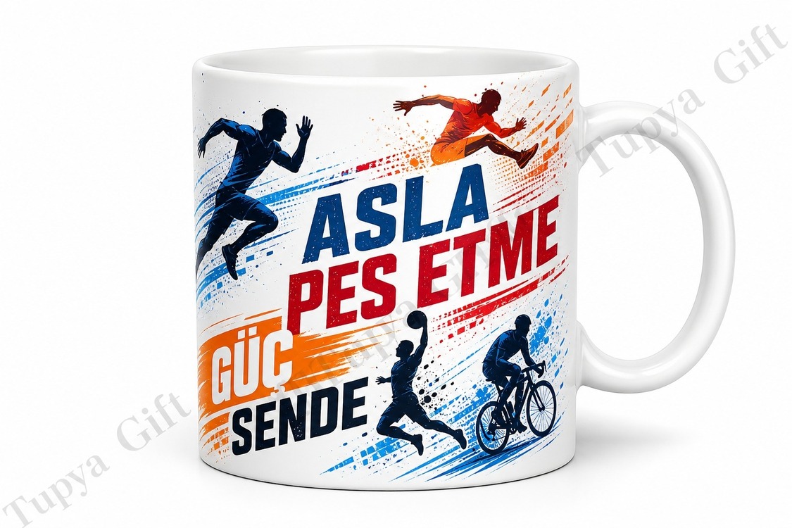 Spor Tutkunu İçin Motivasyon Yazılı Baskılı Kupa Bardak Hediye Sporcu Mug
