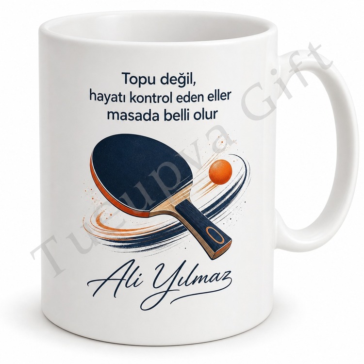 Masa Tenisi Oyuncusuna Hediye Baskılı Kupa Bardak Özel Tasarım