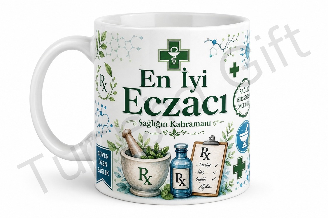 Eczacıya Hediye Kişiye Özel Baskılı Kupa Bardak Eczacı Günü Hediyesi