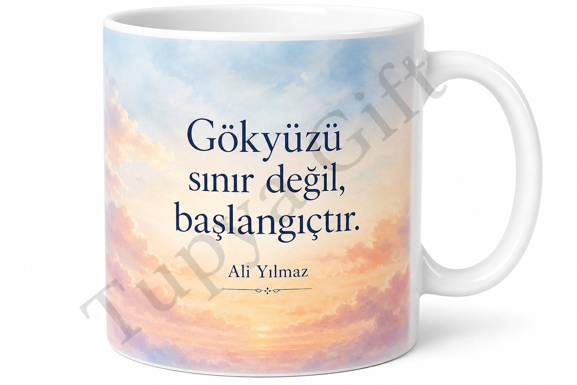 Gökyüzü Temalı Baskılı Kupa Bardak Hediye Özel Tasarım Porselen Mug