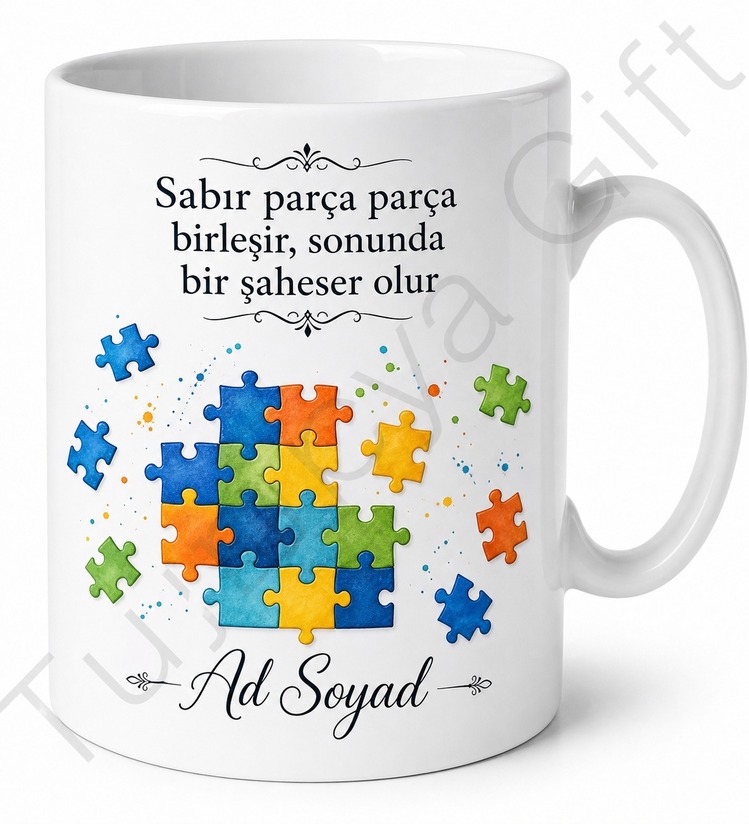 Puzzle Sever İçin Kişiye Özel Baskılı Kupa Bardak Hediye