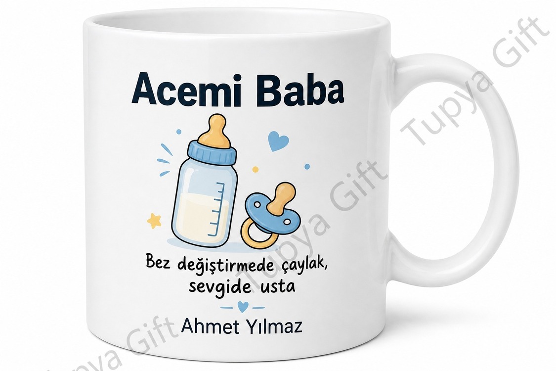 Acemi Baba Yazılı Esprili Kupa Bardak İlk Babalar Günü Hediyesi