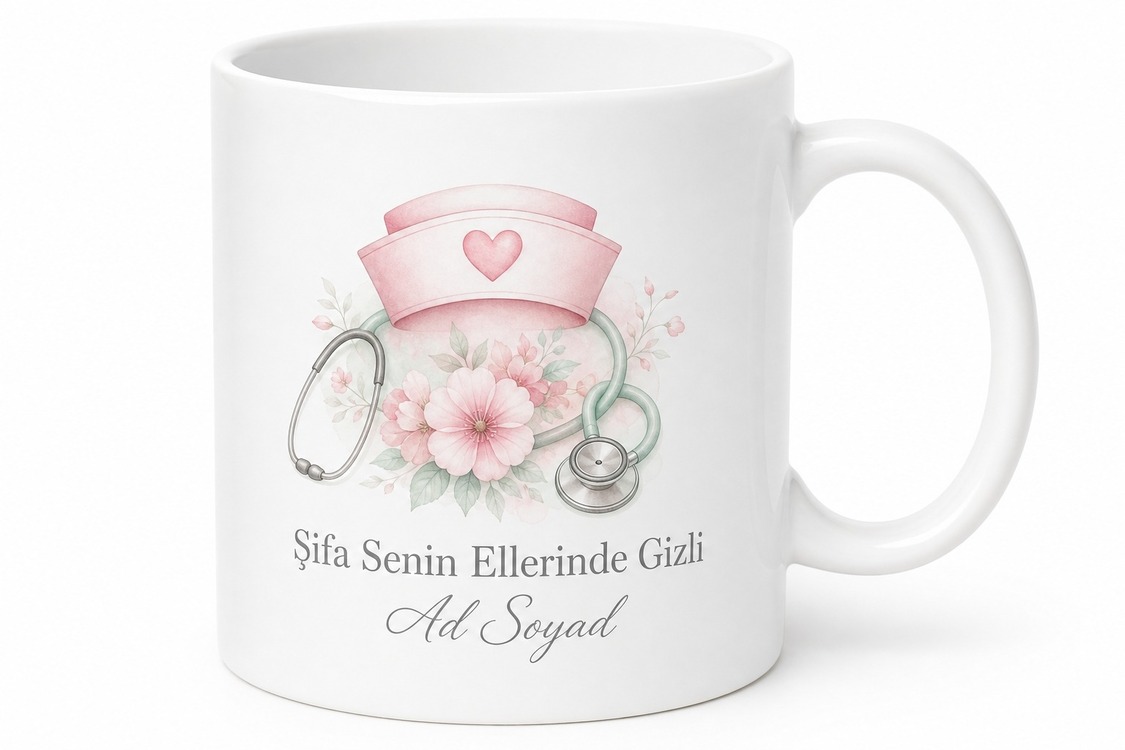 Hemşire İçin Kişiye Özel İsimli Baskılı Kupa Bardak Sağlık Çalışanı Hediyesi
