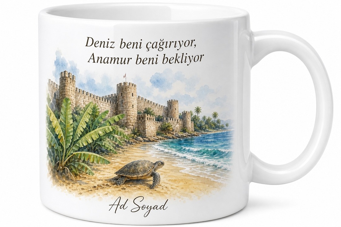 Mersin Anamur Mamure Kalesi Muz Bahçeleri Caretta Caretta Sahili Kahve Kupası Hediye