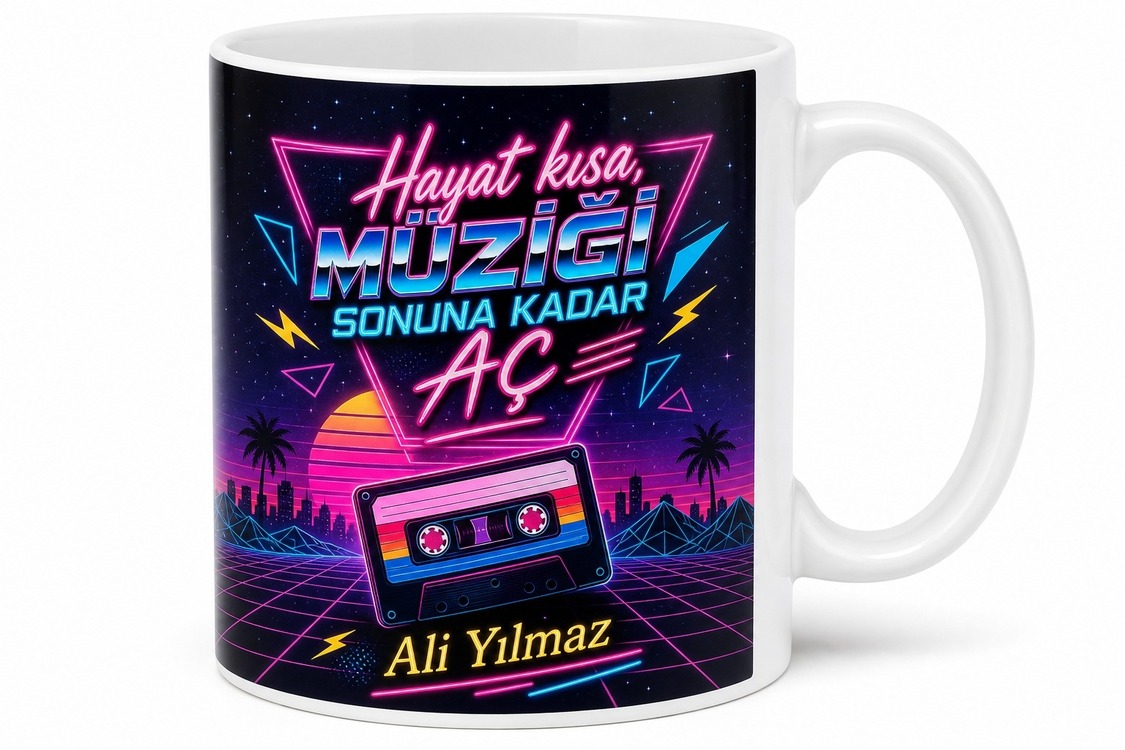Retro 80ler Temalı Baskılı Kupa Bardak Nostaljik Tasarım Hediye