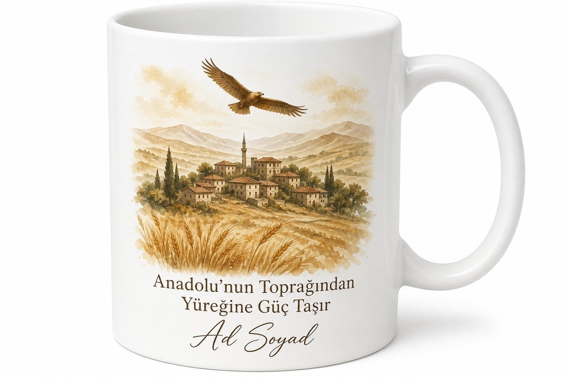 Anadolu Çocuğu Temalı Baskılı Kupa Bardak Özel Tasarım Hediye