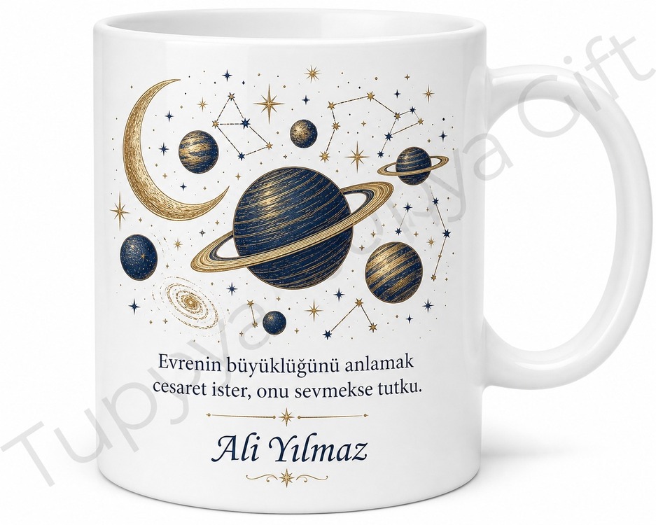 Astronomi Sever İçin Kişiye Özel Baskılı Kupa Bardak Hediye