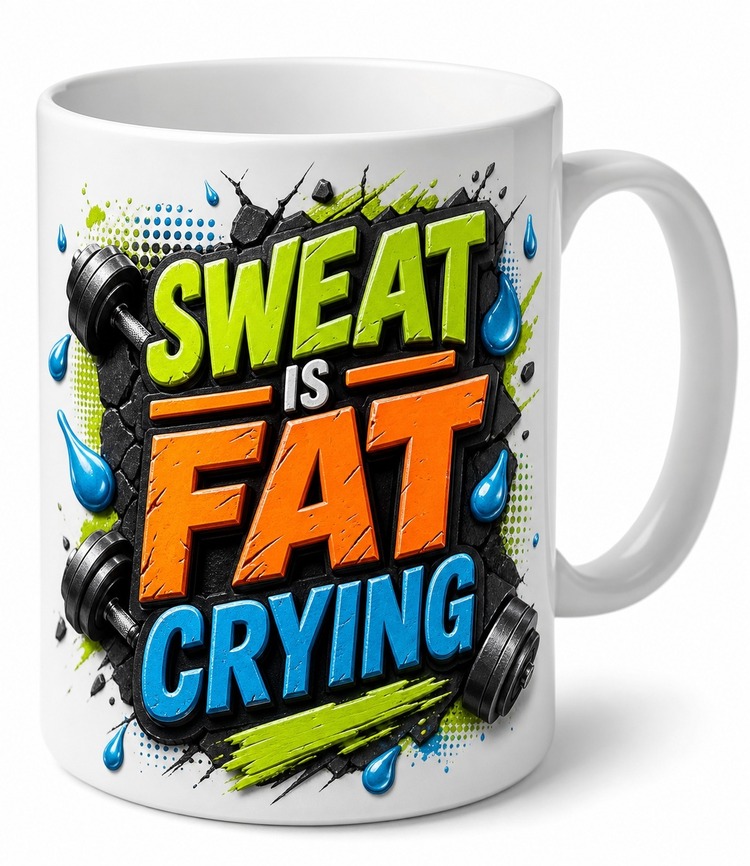 Sweat Is Fat Crying Temalı Ter Yağın Ağlamasıdır İngilizce Kupa Bardak Hediye