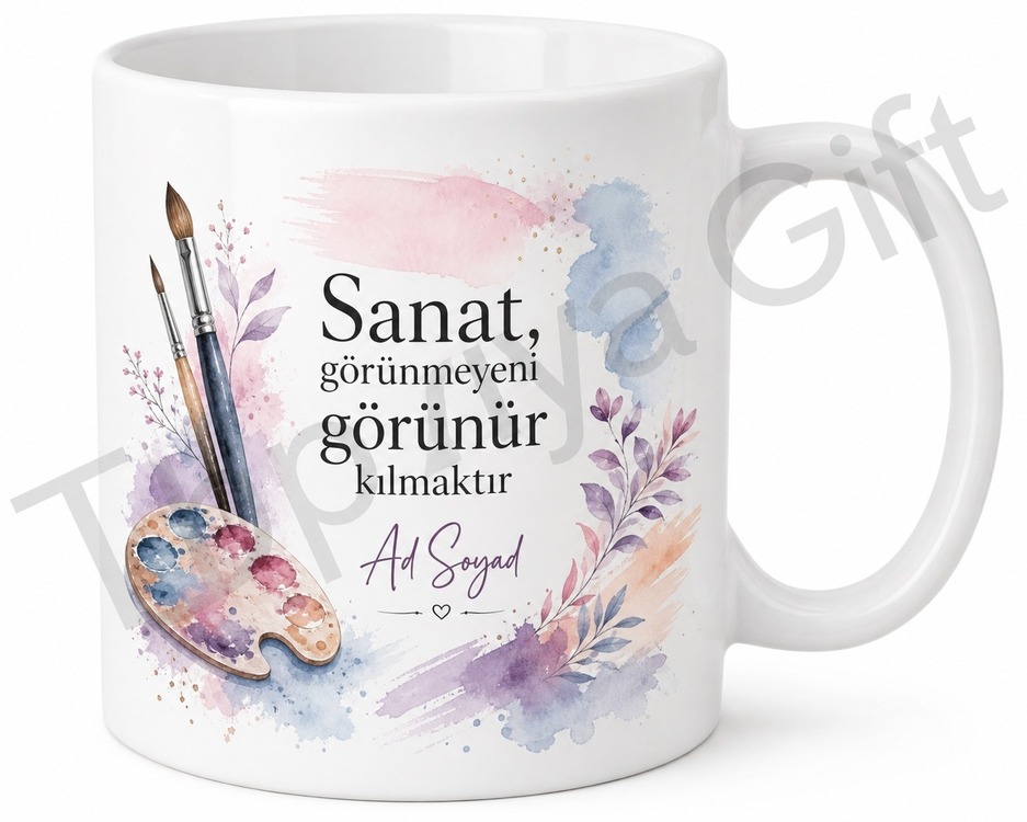 Güzel Sanatlar Öğrencisine Hediye Özel Tasarım Baskılı Porselen Kupa Bardak
