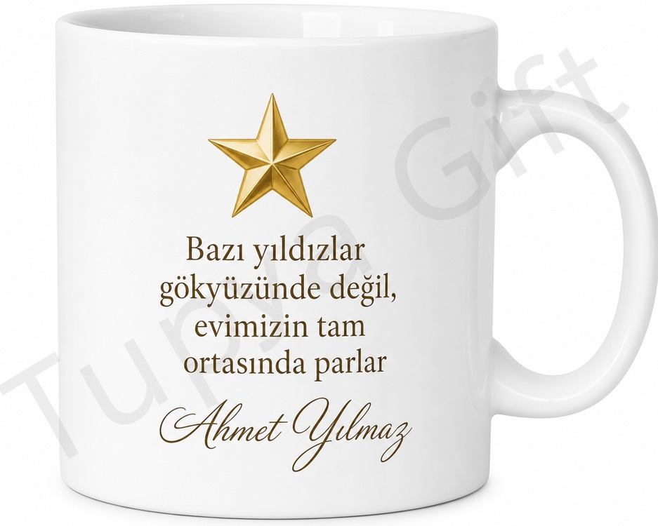 Yıldız Baba Yazılı Özel Tasarım Kupa Bardak Babalar Günü Hediyesi