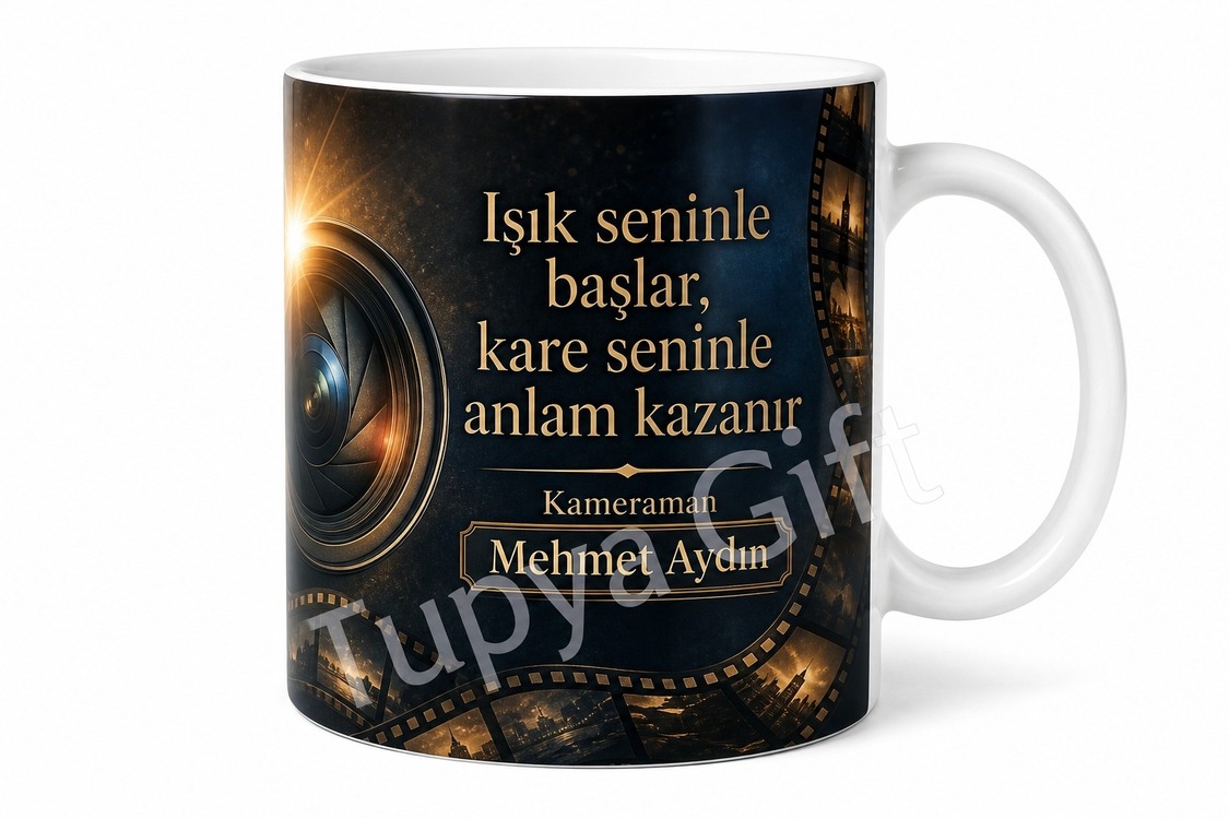 Kameramana Hediye Kişiye Özel Baskılı Kupa Bardak Fotoğrafçı Hediyesi